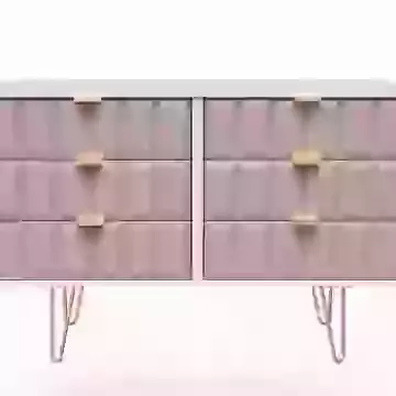 Cube 6 Drawer Twin Chest Gold Legs Choice Of Nine Colours